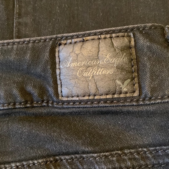 American Eagle Slim Straight Barely Boot Low Rise Black Stretchy Jeans (28x32) - Picture 4 of 13